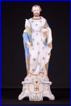 Saint Joseph Statue Antique Porcelain St Figure Religious Figurine 19.3