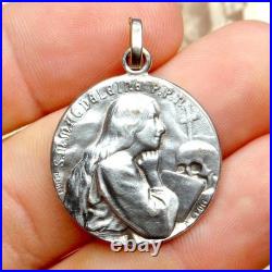 Saint Mary Magdalene. Skull and Cross. Antique Religious Large Medal by Penin