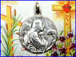 Saint Mary Magdalene. Skull and Cross. Antique Religious Large Medal by Penin