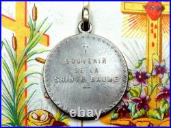 Saint Mary Magdalene. Skull and Cross. Antique Religious Large Medal by Penin