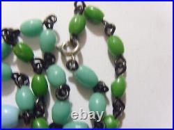 Scarce antique Egyptian turquoise beads religious necklace Mary Jesus 51456 Scarce antique Egyptian turquoise beads religious necklace Mary Jesus 51456
