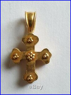 Scarce-circa 1000-1200 Ad Byzantine Gold Religious Cross Pendant 22 Carats