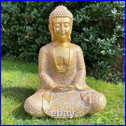 Seated Buddha Antique Gold Sitting Thai Garden Ornament Statue Extra Large Gift