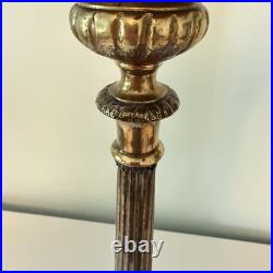Set 2 Antique Church Altar Tall Brass Candlesticks Cameos Mary Joseph, Jesus 21
