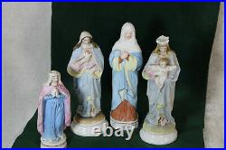 Set 4 antique french porcelain religious figurine madonna