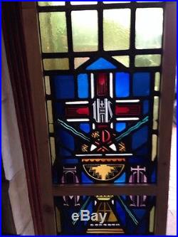 Sg 215 Antique Religious Window With Chalice And Stags
