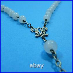 Silver Rosary Beads Glass Spanish Religious Crucifix Cross Vintage Charm Antique