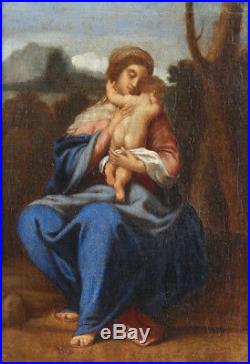 Sisto Badalocchio Oil painting Madonna Child 17th century old religious antique