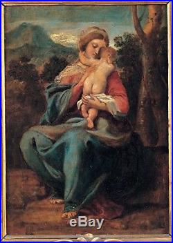 Sisto Badalocchio Oil painting Madonna Child 17th century old religious antique