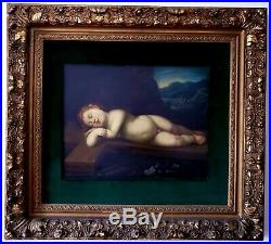 Sleeping Christ Child After Alessandro Allori Antique Oil Painting Date Unknown