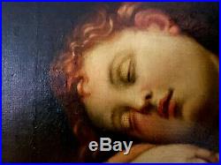 Sleeping Christ Child After Alessandro Allori Antique Oil Painting Date Unknown