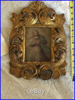 Small Italian OLD MASTER Antique 17th Religious Painting Of The Madonna