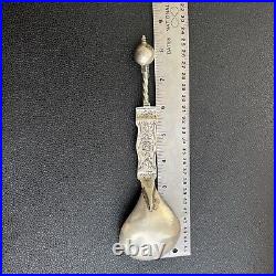 Sorren Schive Priest Spoon Cast Silver Large Religious Decorated Ornate Vintage
