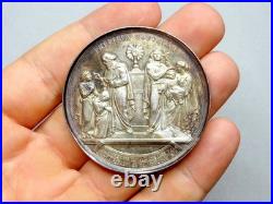 Souvenir Communion and Confirmation 1885. Antique Religious Silver French Medal