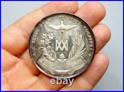 Souvenir Communion and Confirmation 1885. Antique Religious Silver French Medal