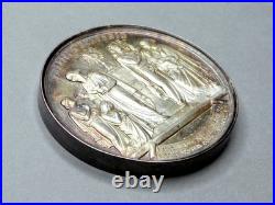 Souvenir Communion and Confirmation 1885. Antique Religious Silver French Medal