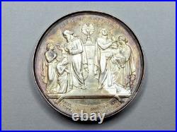 Souvenir Communion and Confirmation 1885. Antique Religious Silver French Medal