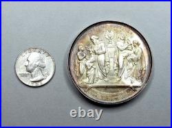 Souvenir Communion and Confirmation 1885. Antique Religious Silver French Medal