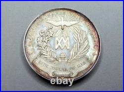 Souvenir Communion and Confirmation 1885. Antique Religious Silver French Medal
