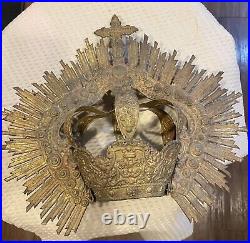 Spanish Gold Tone Crown Halo For Antique Santos Or For Madonna Virgin Statue