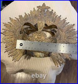 Spanish Gold Tone Crown Halo For Antique Santos Or For Madonna Virgin Statue