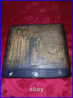 Spanish Romanesque-Style Religious Wood Panel Museum Reproduction Art Estate