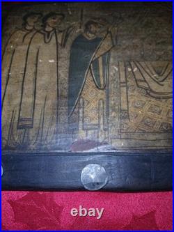 Spanish Romanesque-Style Religious Wood Panel Museum Reproduction Art Estate