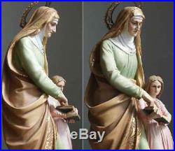 St Anne w Mary Mother of the Virgin Glass Eye 17.7 inch Religious Antique