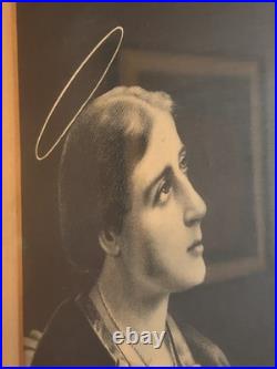 St. Cecilia Antique Lithograph Black Lacquer Frame 30 x 23.5