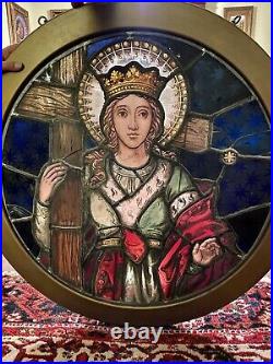 St Elizabeth- Stained Glass Window Antique Religious Relic Vintage- Church