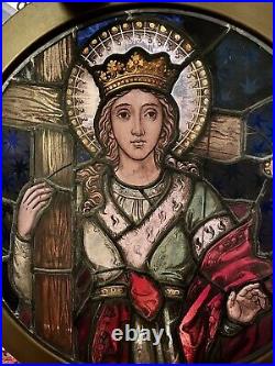 St Elizabeth- Stained Glass Window Antique Religious Relic Vintage- Church