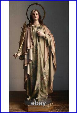 St Engratia 28.7 Statue Engracia de Zaragoza Martyr Religious Olot Antique