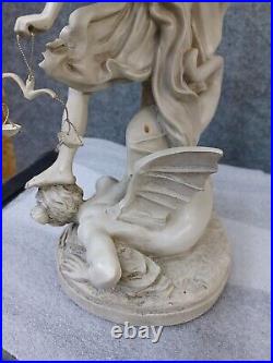 St. Michael the Archangel Religious Angel Statue White Polyresin, Antique Stone