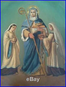 St. Ursula Mother Of God 18 Century Antique Oil Paintng