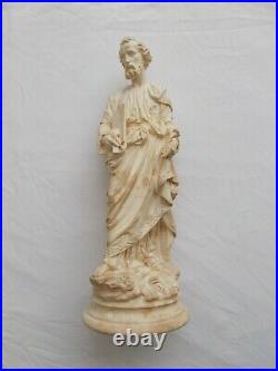 Statue Religieuse Joseph Platre Antique French Religious Plaster Terre De Pipe