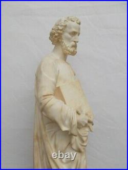 Statue Religieuse Joseph Platre Antique French Religious Plaster Terre De Pipe