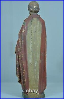 Statue Religious Antique Saint François Borgia Vanité Memento Mori 17 Th Rare