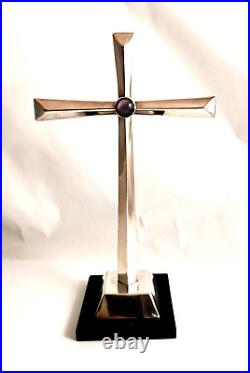 Sterling Silver Cross Standing Antique Religious Altar Cross for Table Gorgeous