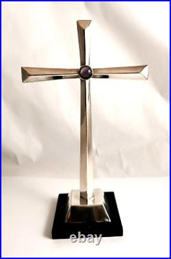 Sterling Silver Cross Standing Antique Religious Altar Cross for Table Gorgeous