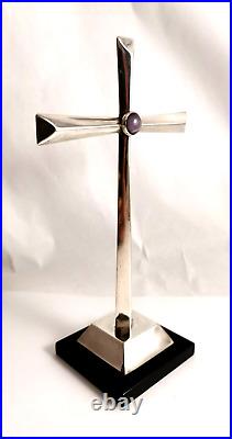 Sterling Silver Cross Standing Antique Religious Altar Cross for Table Gorgeous