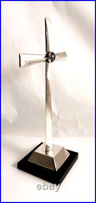 Sterling Silver Cross Standing Antique Religious Altar Cross for Table Gorgeous