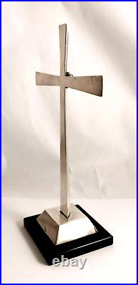 Sterling Silver Cross Standing Antique Religious Altar Cross for Table Gorgeous