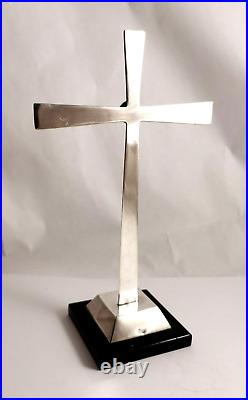 Sterling Silver Cross Standing Antique Religious Altar Cross for Table Gorgeous