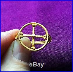 Stunning Ancient Solid Gold Religious Cross Byzantine Finger Ring C500/600ad