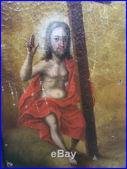 Stunning Antique gothic style painting Jesus, god the father & the Holy Spirit