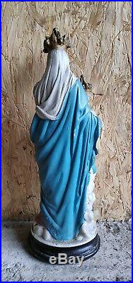Stunning Vintage Antique Virgin Mary & Child Religious Statue 17 Tall