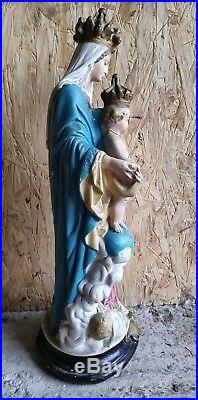 Stunning Vintage Antique Virgin Mary & Child Religious Statue 17 Tall