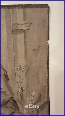 Superb 17th. Century Old Master Religious Watercolour Drawing Dutch