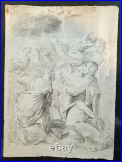 Superb 18th. Century Old Master Drawing Italian Provenance 1600s Religious Saint