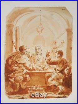 Superb 18th. Century Old Master Religious Watercolour Drawing Italian 1700s
